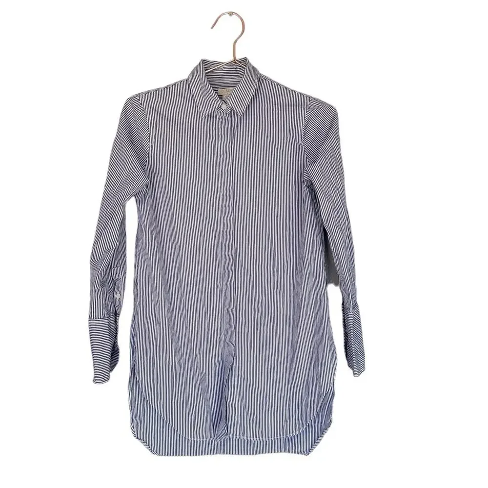 J.Crew Factory Cocktail Stripe Cotton Poplin Shirt Dress XXS